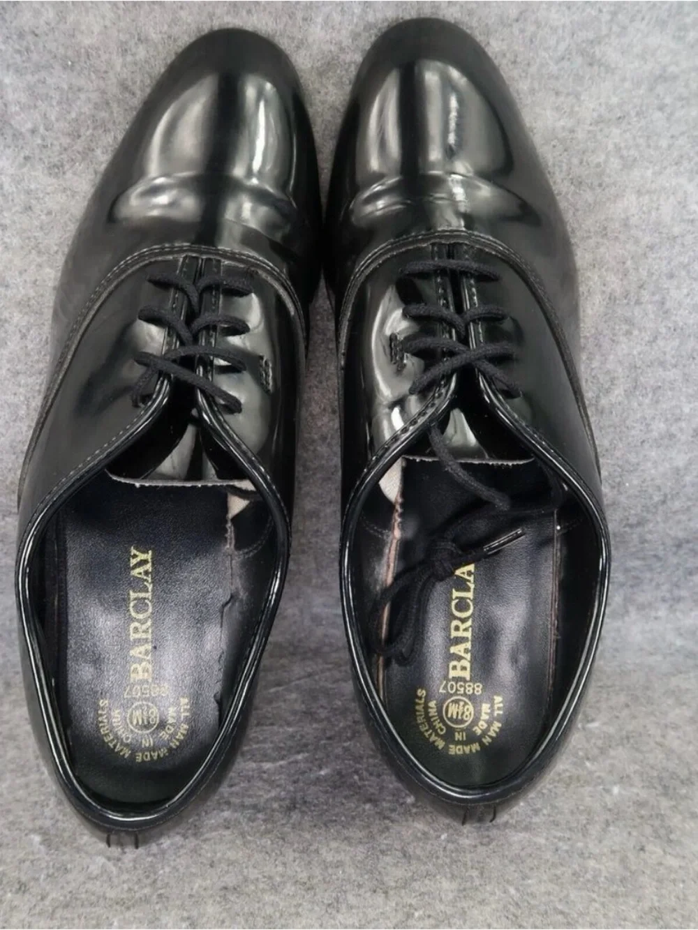 Barclay Shoes Mens 8.5 Oxford Patent Formal Classic Event Dressy Black Lace Up